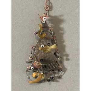 Artisan Mixed Metal Musical Christmas Tree Ornament Copper Brass Saxophone Drum